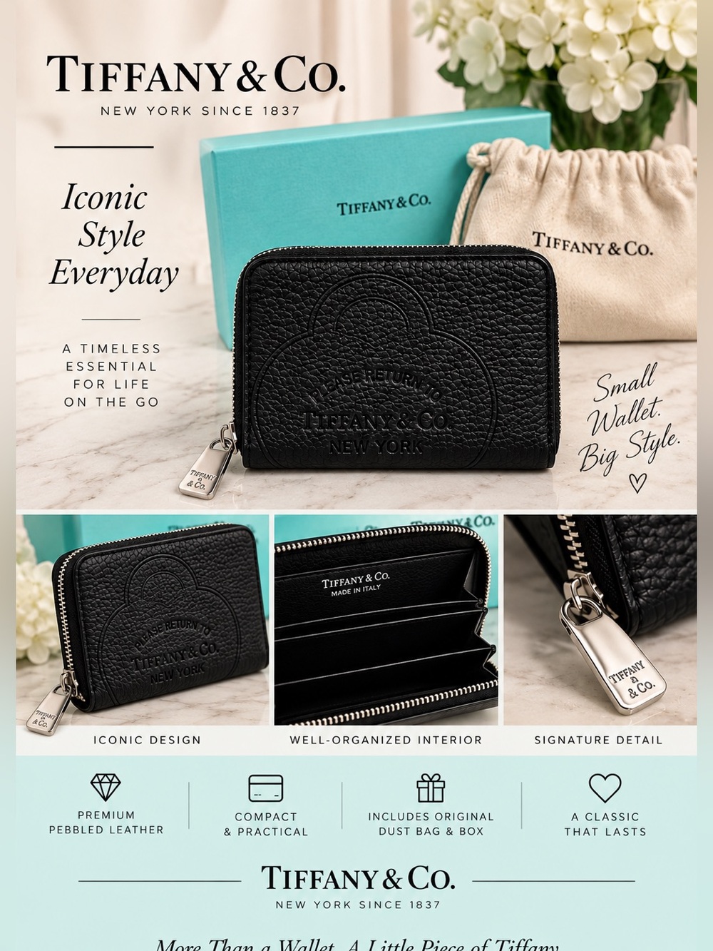 Return to Tiffany SmallLeather Zip Card Wallet